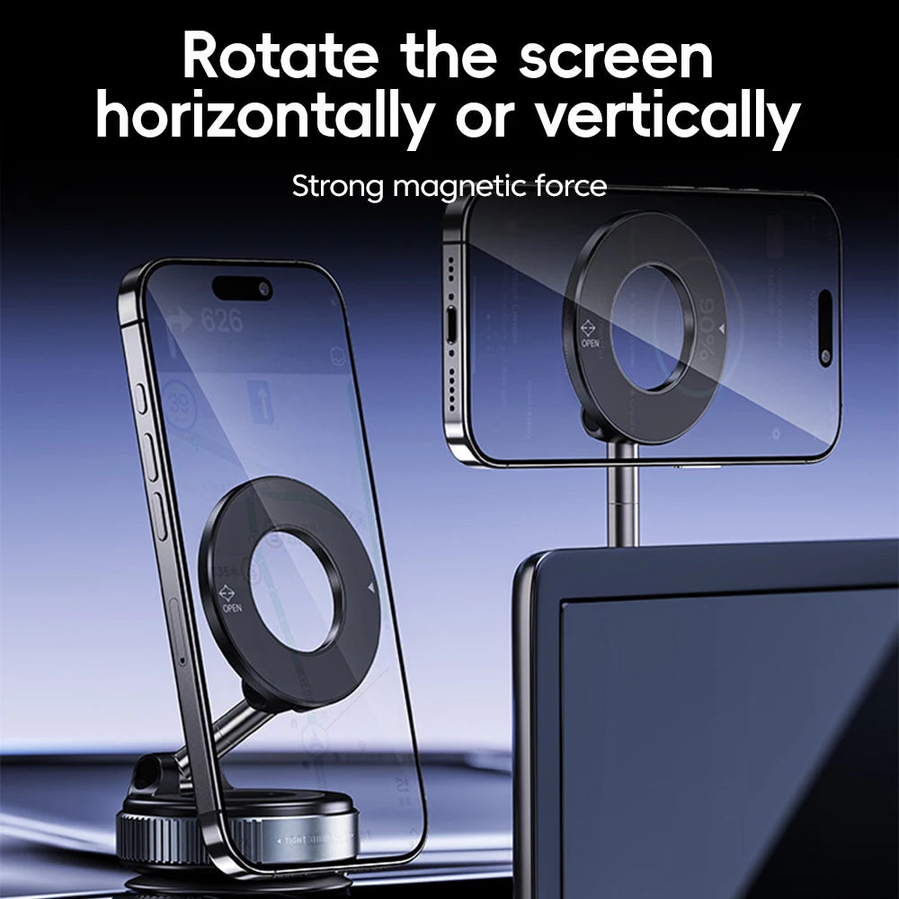 360 Degree Rotating Vacuum Suction Cup Magnetic Phone Holder Foldable Portable Car Desktop Holder