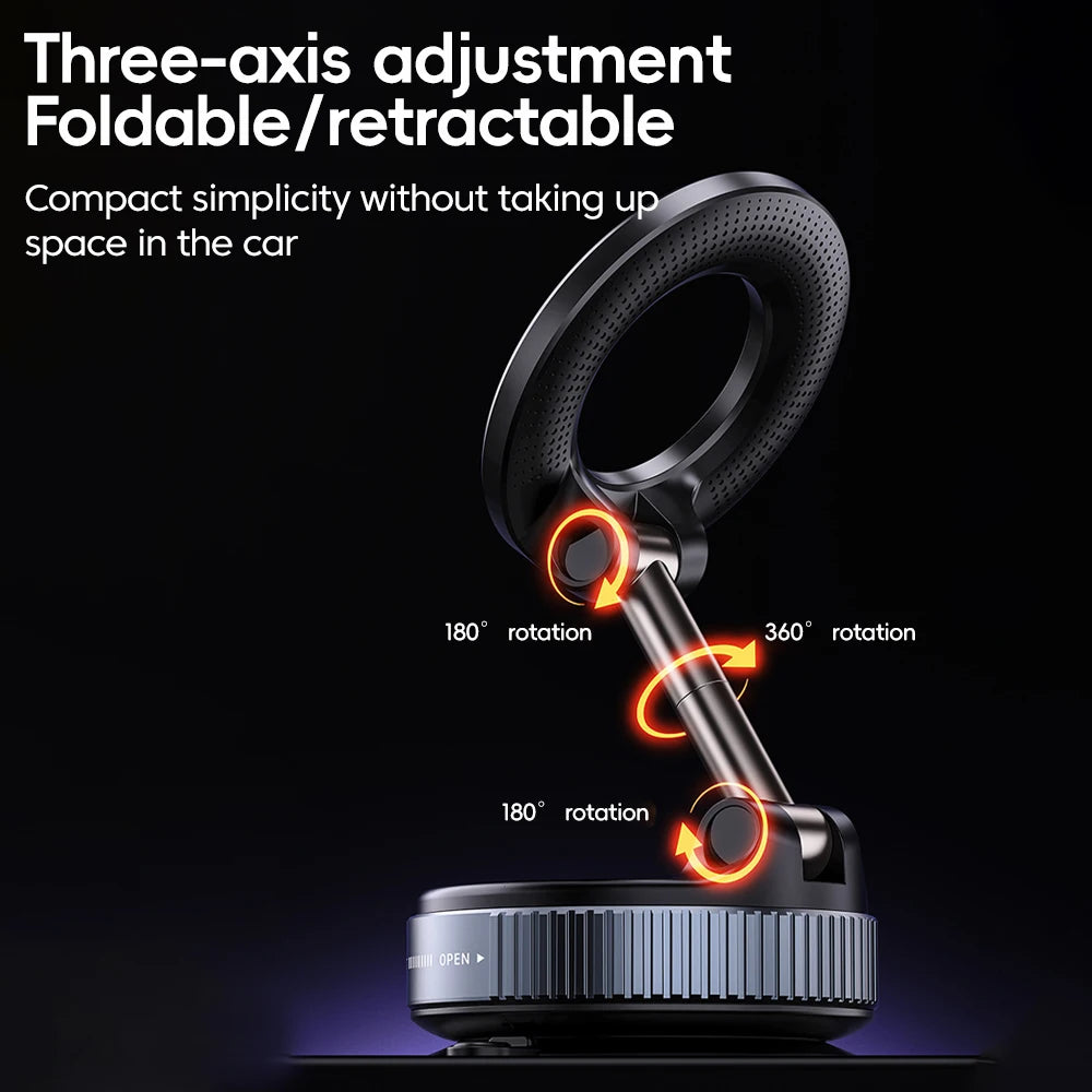 360 Degree Rotating Vacuum Suction Cup Magnetic Phone Holder Foldable Portable Car Desktop Holder