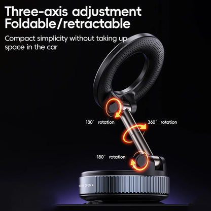 360 Degree Rotating Vacuum Suction Cup Magnetic Phone Holder Foldable Portable Car Desktop Holder